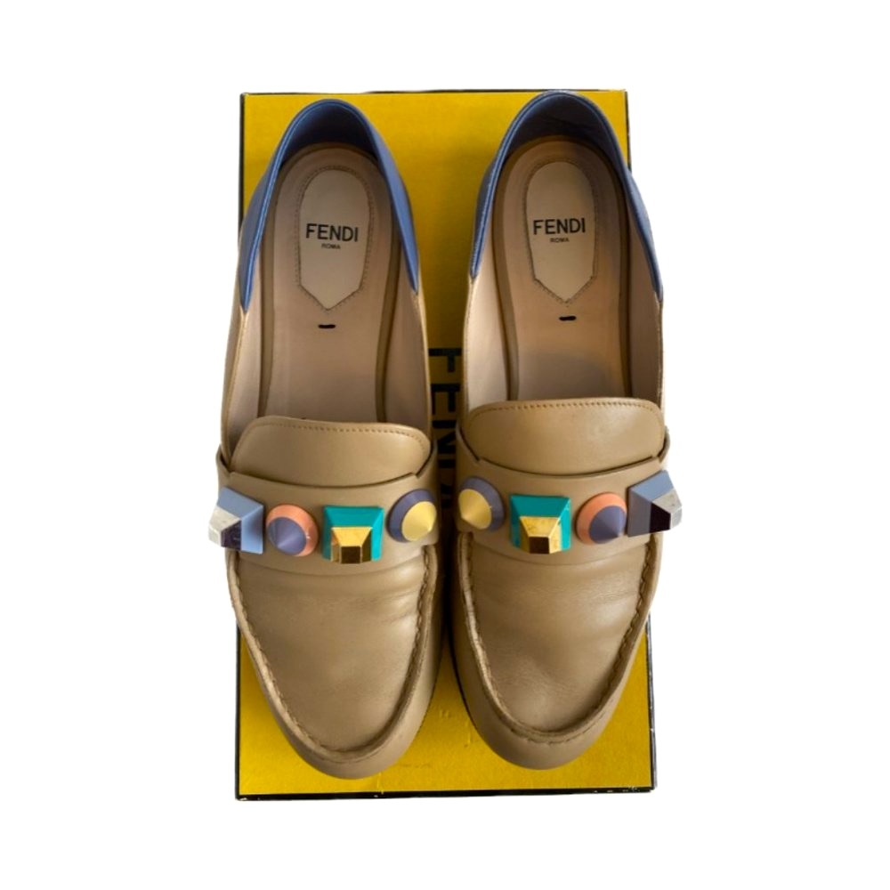 Fendi Rainbow Stud Toast + Myrtle Leather Loafers